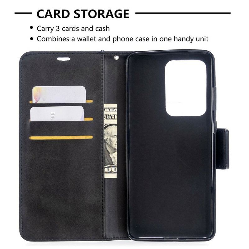 Capa Em Pele Para Samsung Galaxy S20 Ultra Flip Retalho Liso Oblíquo