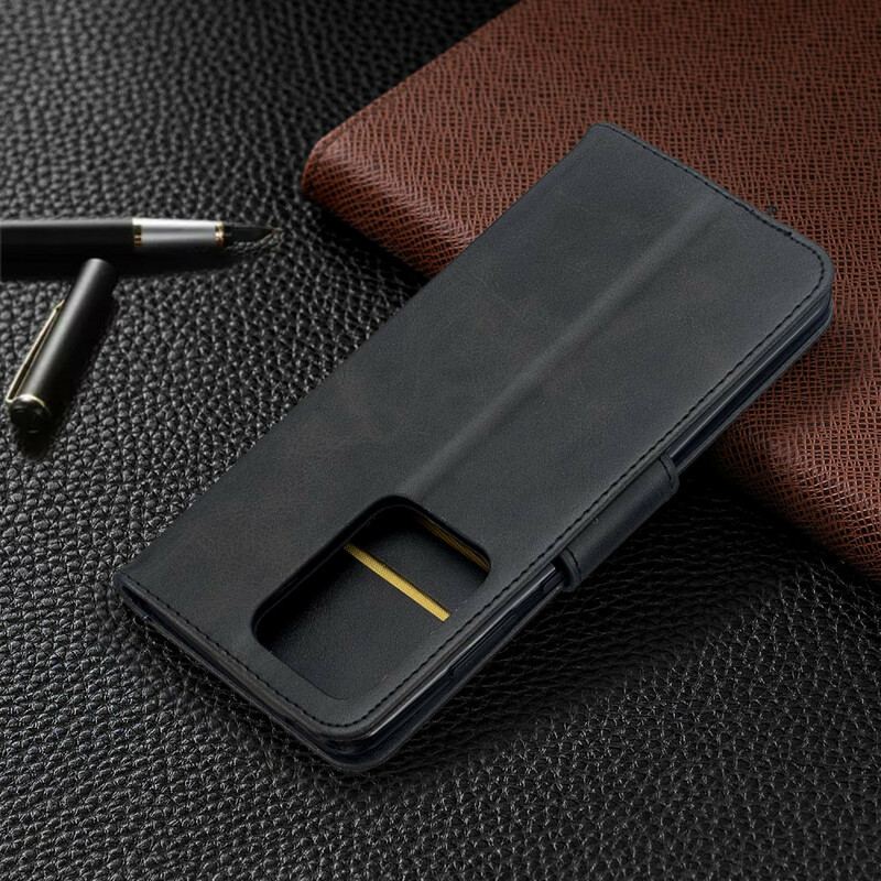 Capa Em Pele Para Samsung Galaxy S20 Ultra Flip Retalho Liso Oblíquo