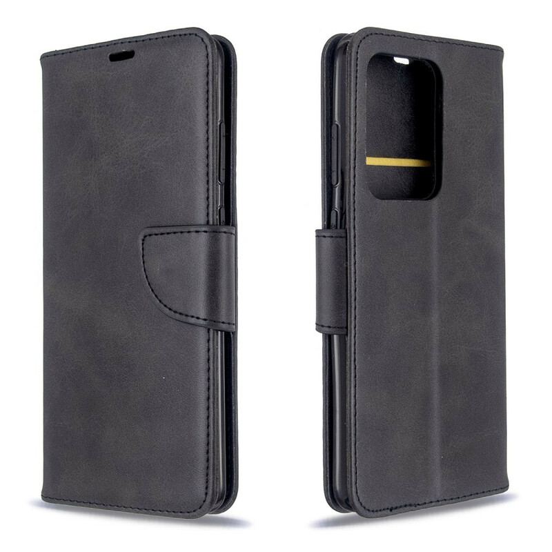 Capa Em Pele Para Samsung Galaxy S20 Ultra Flip Retalho Liso Oblíquo