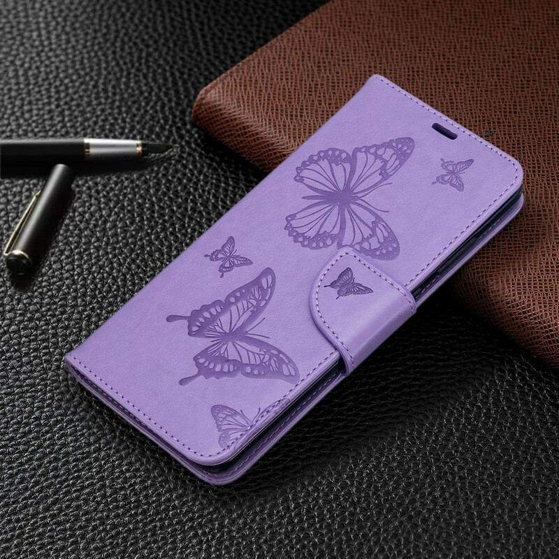 Capa Flip Para Samsung Galaxy S20 Ultra Borboletas Voando Com Cordão