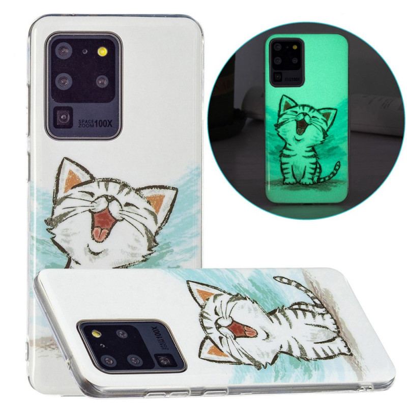 Capa Para Samsung Galaxy S20 Ultra Gato Fluorescente