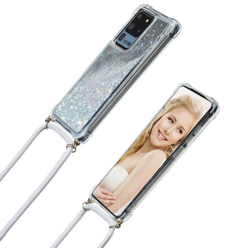 Capa Para Samsung Galaxy S20 Ultra Lantejoulas Com Cordão