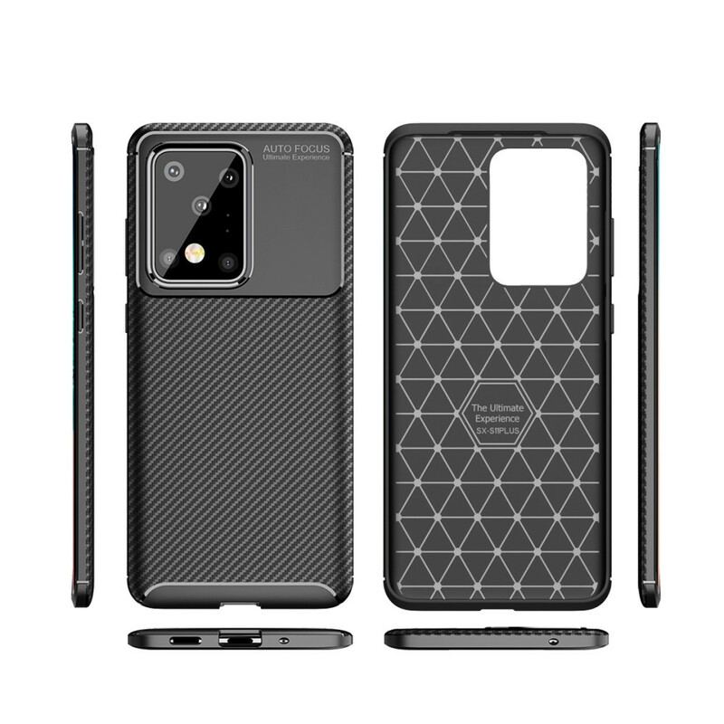Capa Para Samsung Galaxy S20 Ultra Textura Flexível De Fibra De Carbono