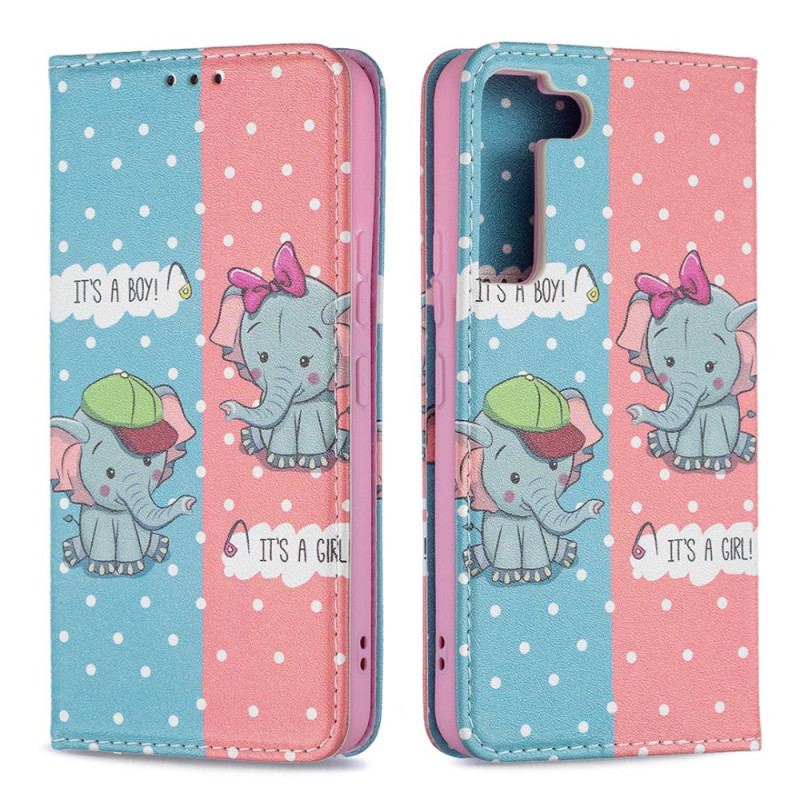 Capa De Celular Para Samsung Galaxy S22 5G Flip Bebês Elefantes