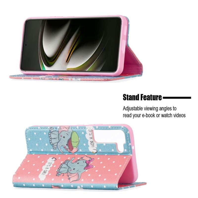 Capa De Celular Para Samsung Galaxy S22 5G Flip Bebês Elefantes