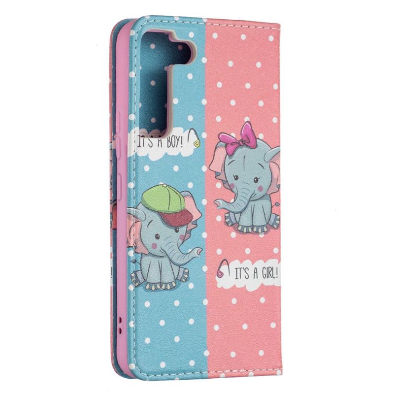 Capa De Celular Para Samsung Galaxy S22 5G Flip Bebês Elefantes