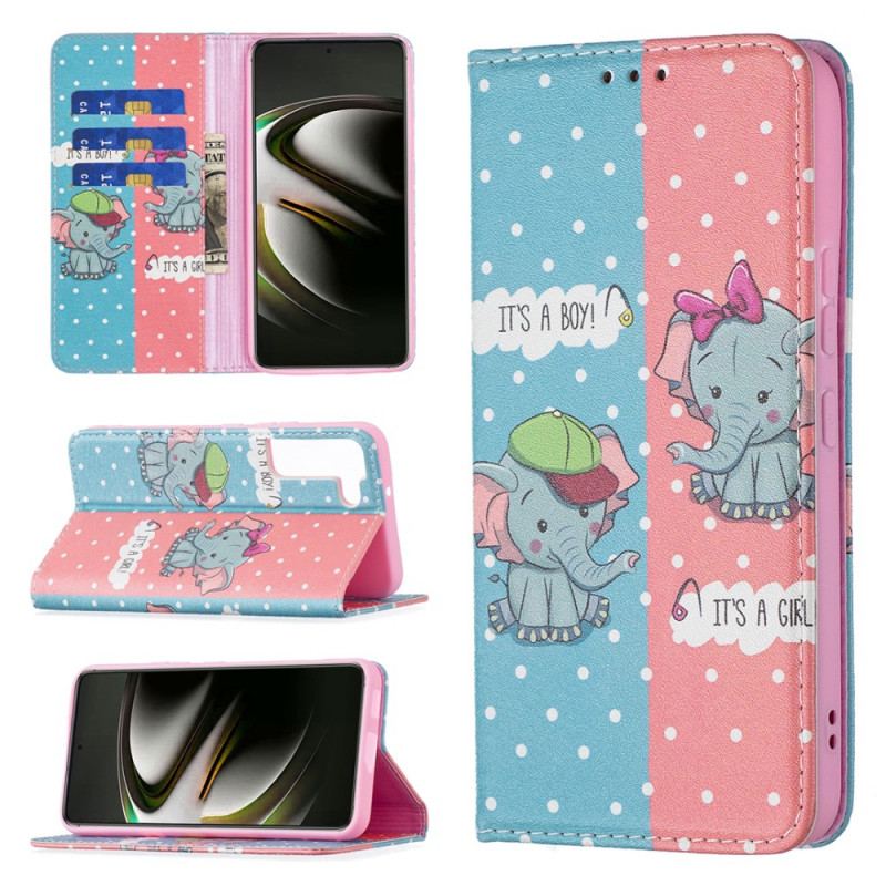 Capa De Celular Para Samsung Galaxy S22 5G Flip Bebês Elefantes