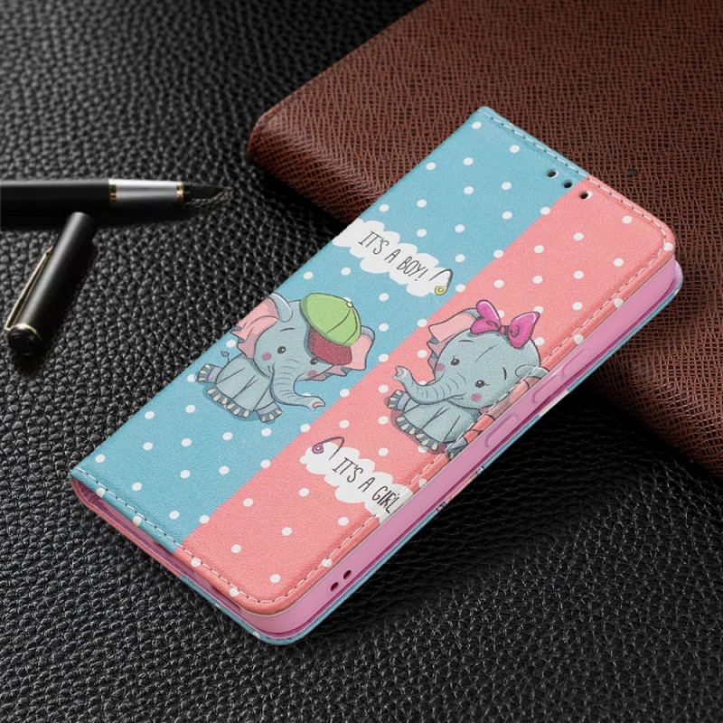 Capa De Celular Para Samsung Galaxy S22 5G Flip Bebês Elefantes