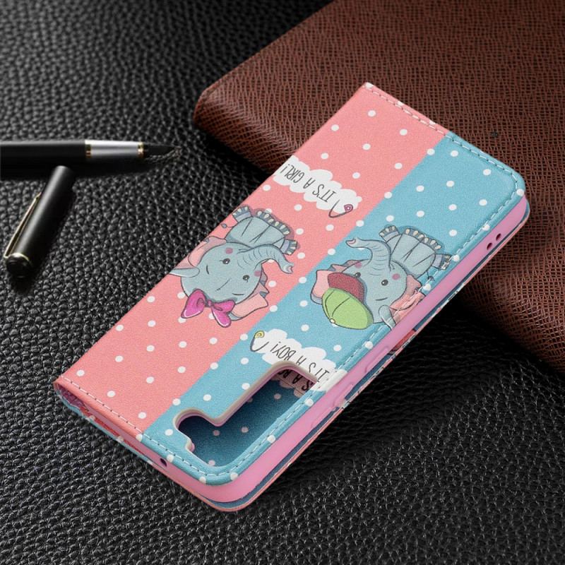 Capa De Celular Para Samsung Galaxy S22 5G Flip Bebês Elefantes