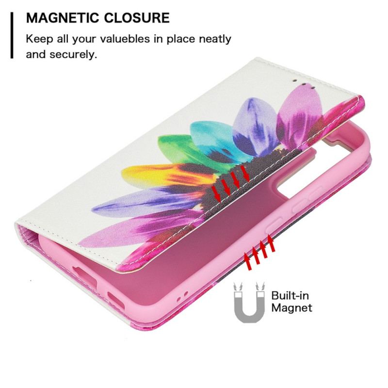 Capa De Celular Para Samsung Galaxy S22 5G Flip Flor Aquarela