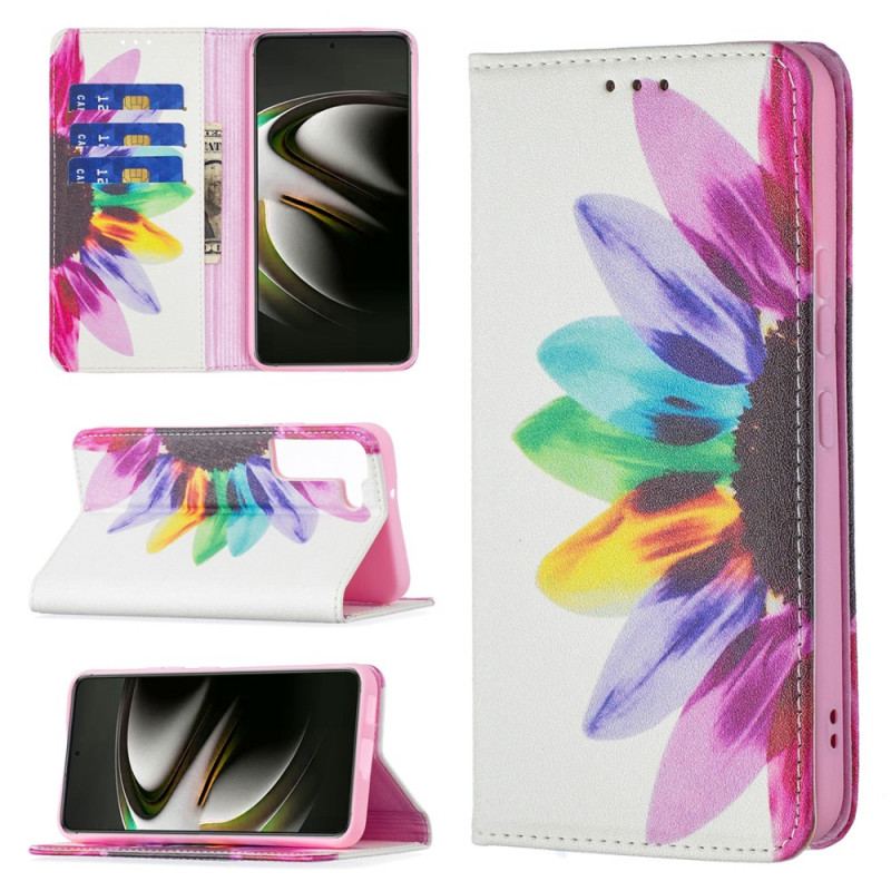 Capa De Celular Para Samsung Galaxy S22 5G Flip Flor Aquarela