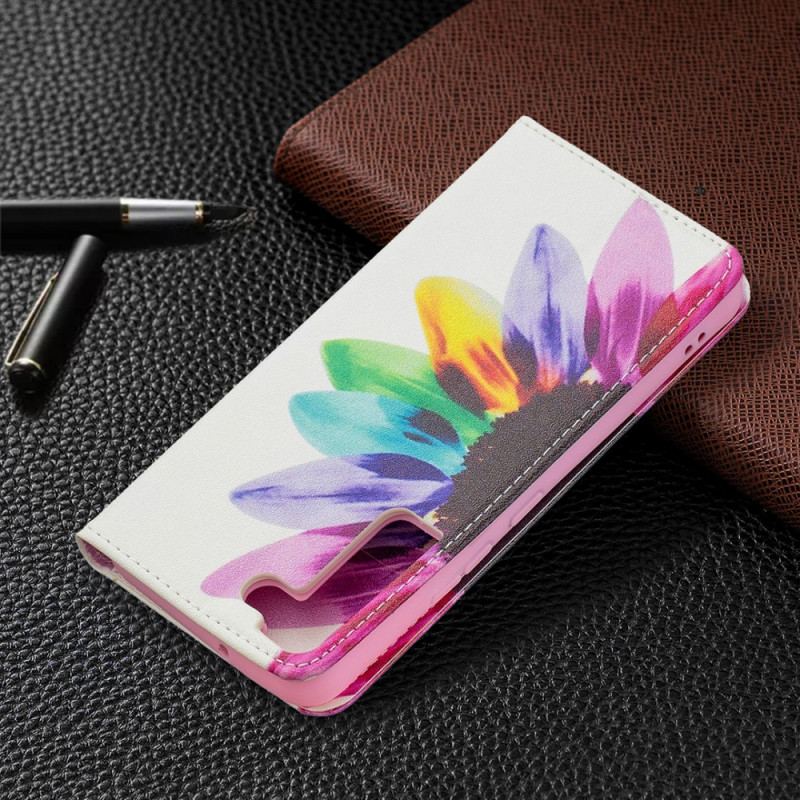 Capa De Celular Para Samsung Galaxy S22 5G Flip Flor Aquarela