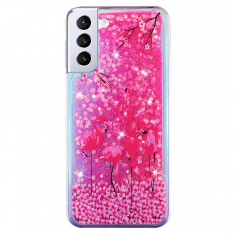 Capa De Celular Para Samsung Galaxy S22 5G Lantejoulas Flamingo