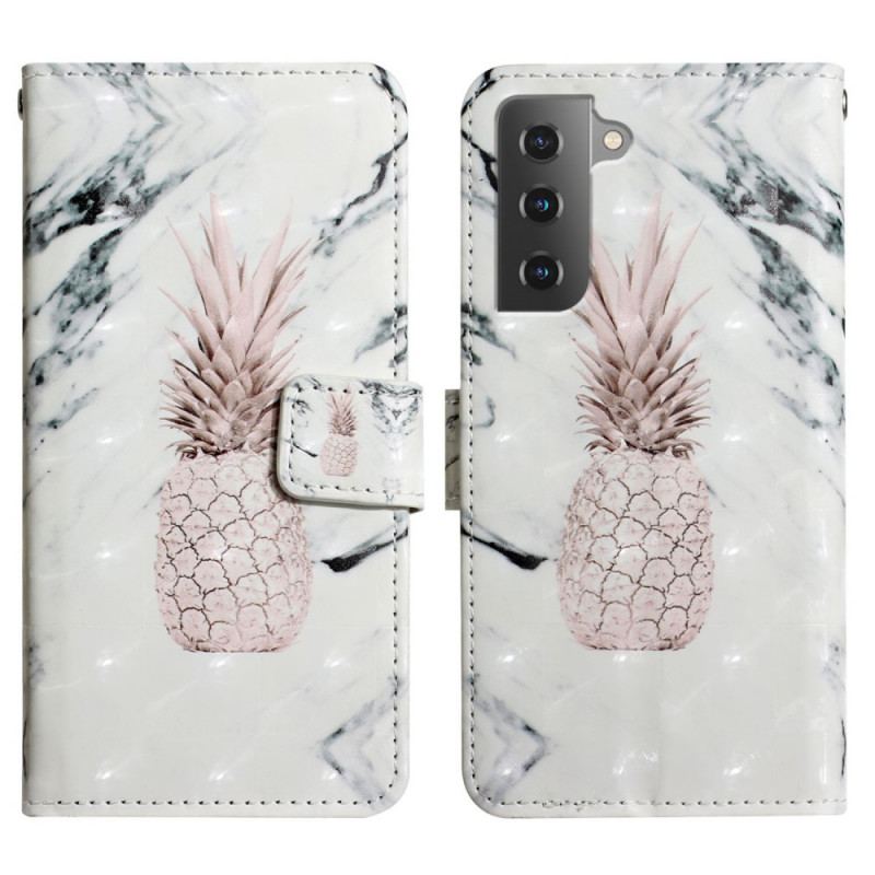 Capa De Couro Para Samsung Galaxy S22 5G Abacaxi Light Spot