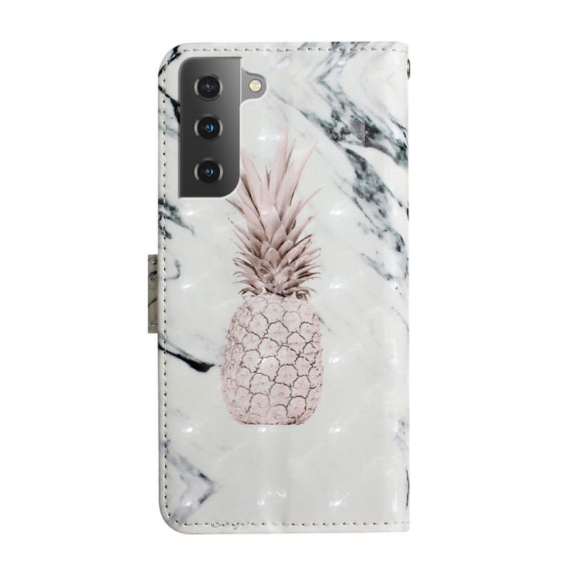 Capa De Couro Para Samsung Galaxy S22 5G Abacaxi Light Spot
