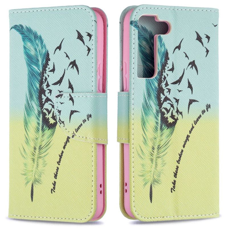 Capa De Couro Para Samsung Galaxy S22 5G Aprender A Voar