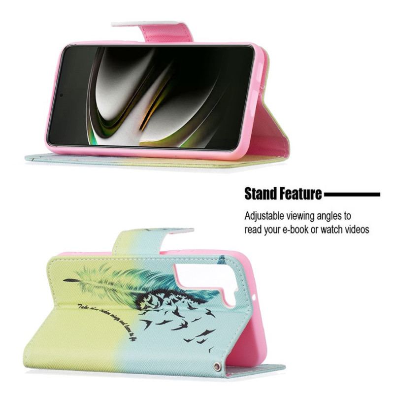 Capa De Couro Para Samsung Galaxy S22 5G Aprender A Voar