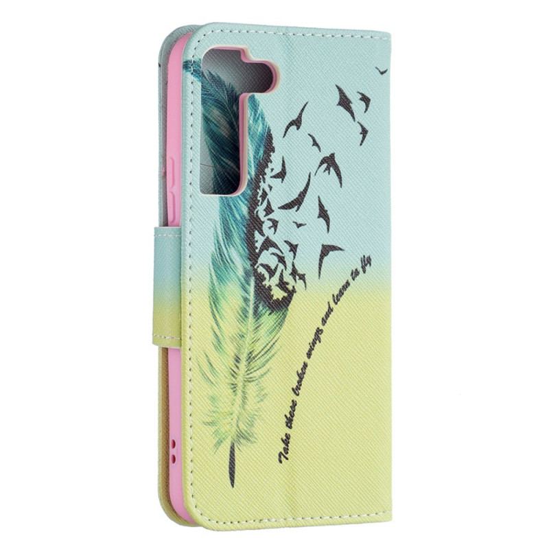 Capa De Couro Para Samsung Galaxy S22 5G Aprender A Voar