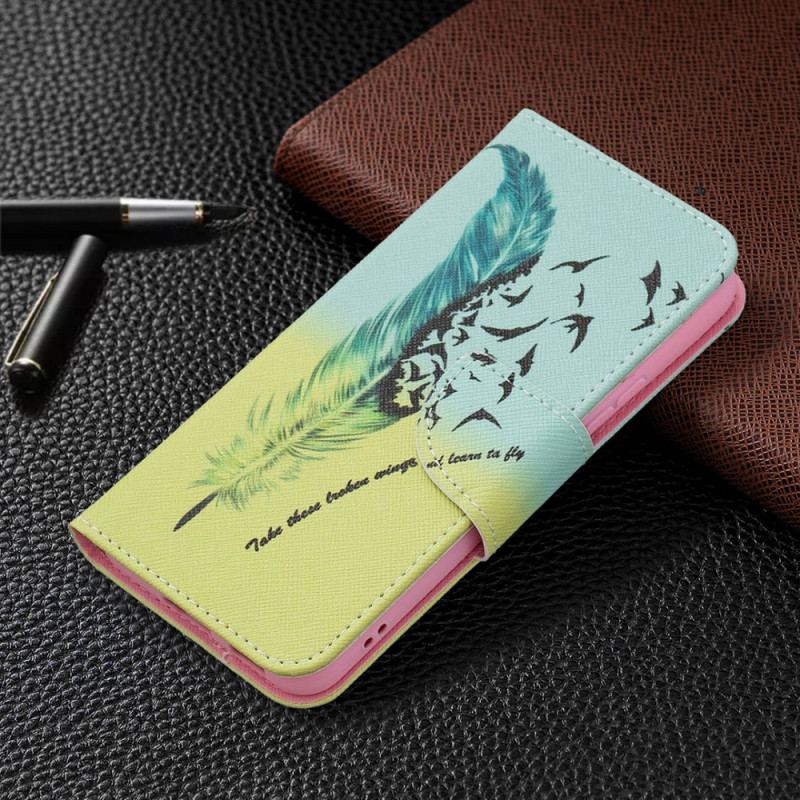 Capa De Couro Para Samsung Galaxy S22 5G Aprender A Voar