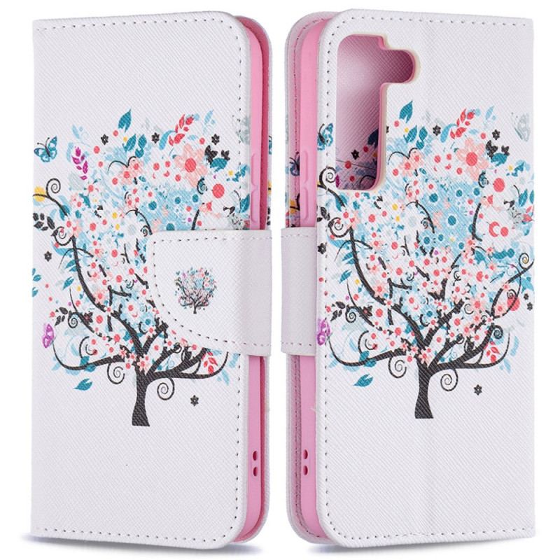 Capa De Couro Para Samsung Galaxy S22 5G Árvore Florida