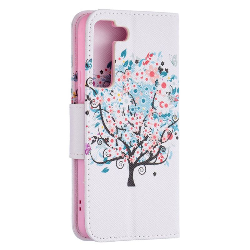 Capa De Couro Para Samsung Galaxy S22 5G Árvore Florida