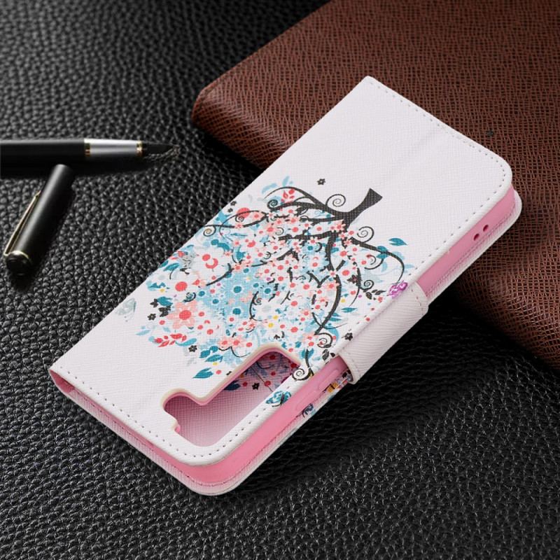 Capa De Couro Para Samsung Galaxy S22 5G Árvore Florida