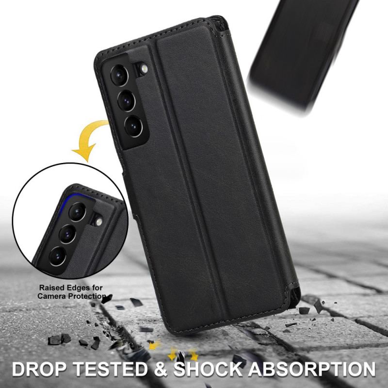 Capa De Couro Para Samsung Galaxy S22 5G Efeito Couro Vintage Fosco