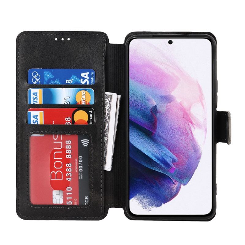 Capa De Couro Para Samsung Galaxy S22 5G Efeito Couro Vintage Fosco