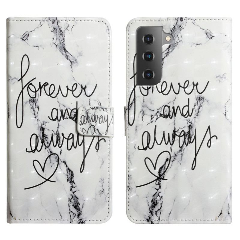 Capa De Couro Para Samsung Galaxy S22 5G Mármore Para Sempre E Sempre