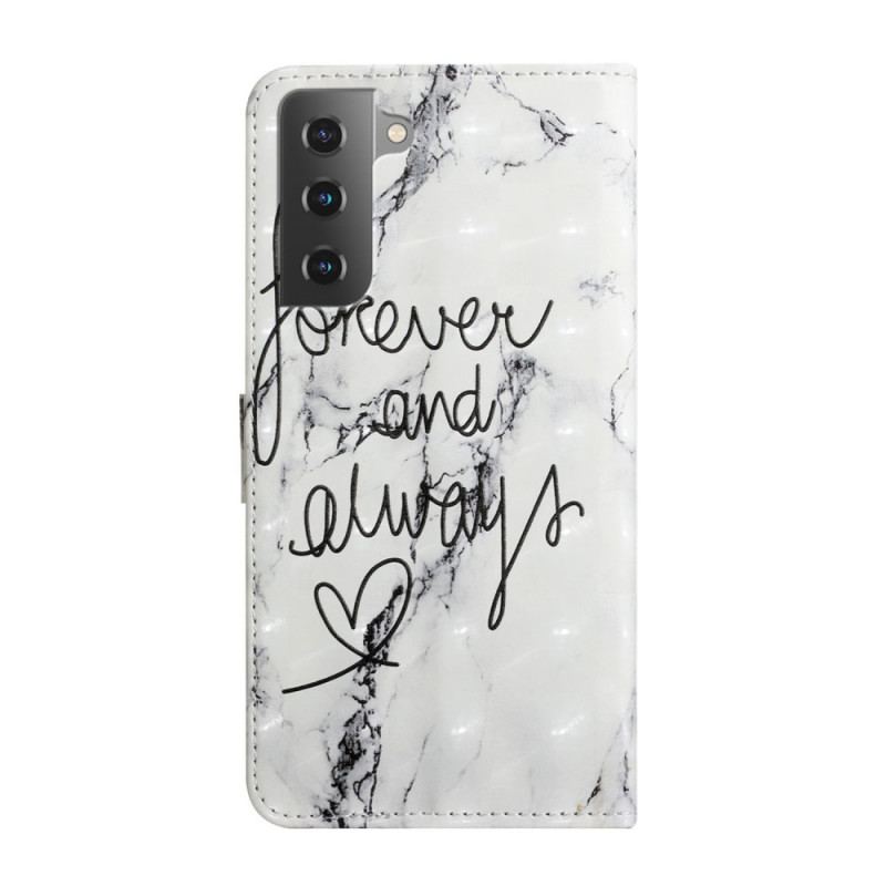 Capa De Couro Para Samsung Galaxy S22 5G Mármore Para Sempre E Sempre