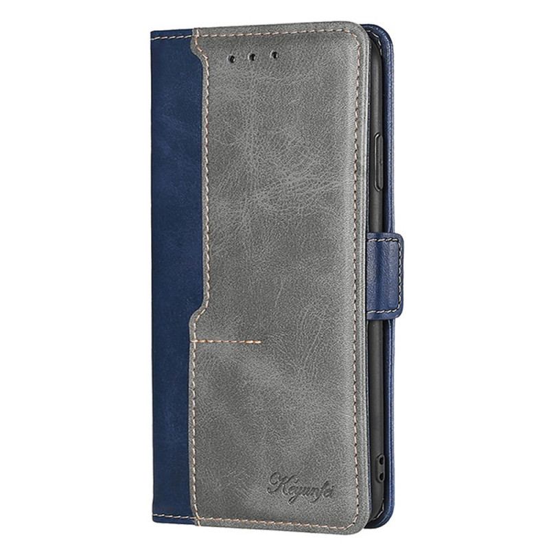 Capa De Couro Para Samsung Galaxy S22 5G Couro Sintético De Dois Tons