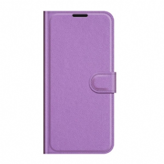 Capa Em Pele Para Samsung Galaxy S22 5G Clássico Efeito Couro Lichia