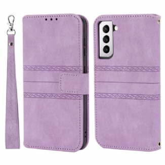 Capa Flip Para Samsung Galaxy S22 5G Costuras De Renda