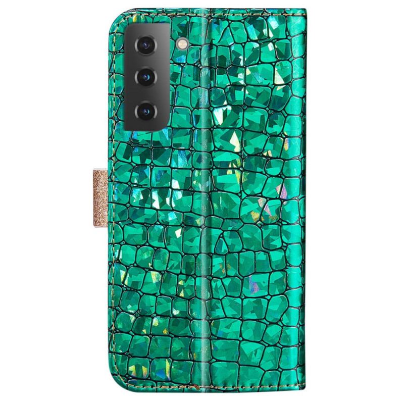 Capa Flip Para Samsung Galaxy S22 5G Diamantes De Crocodilo