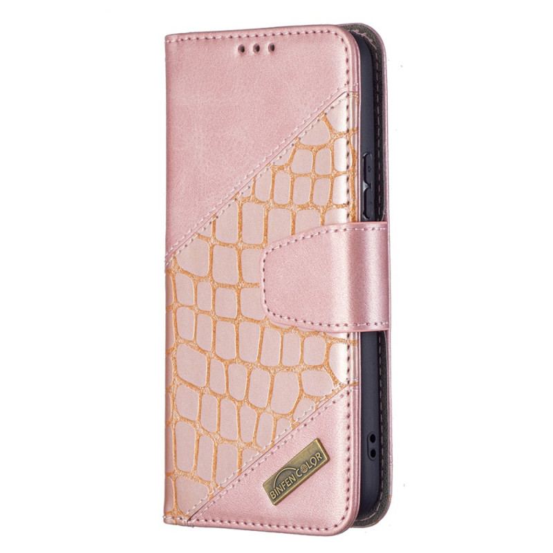 Capa Flip Para Samsung Galaxy S22 5G Efeito Clássico De Pele De Crocodilo