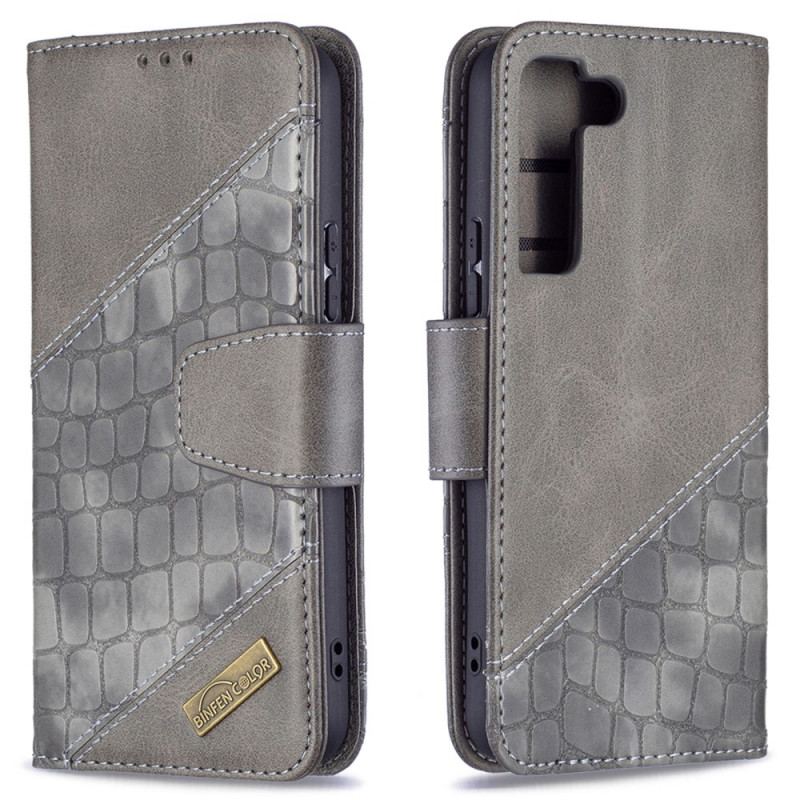 Capa Flip Para Samsung Galaxy S22 5G Efeito Clássico De Pele De Crocodilo
