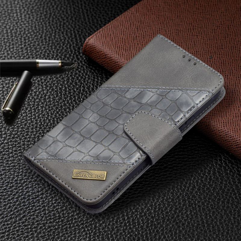 Capa Flip Para Samsung Galaxy S22 5G Efeito Clássico De Pele De Crocodilo