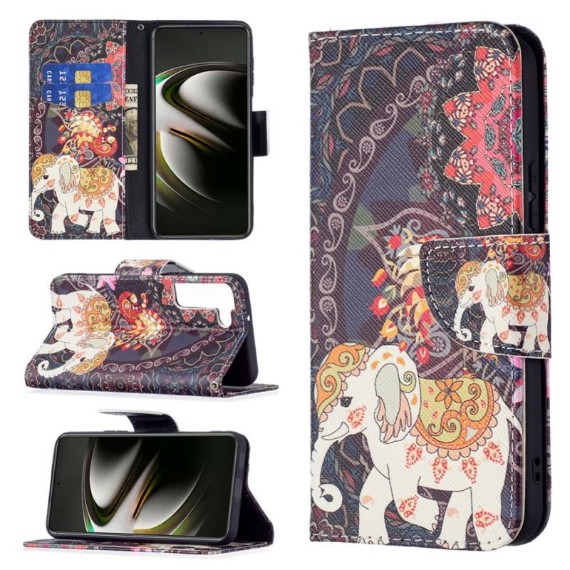Capa Flip Para Samsung Galaxy S22 5G Elefante Indiano