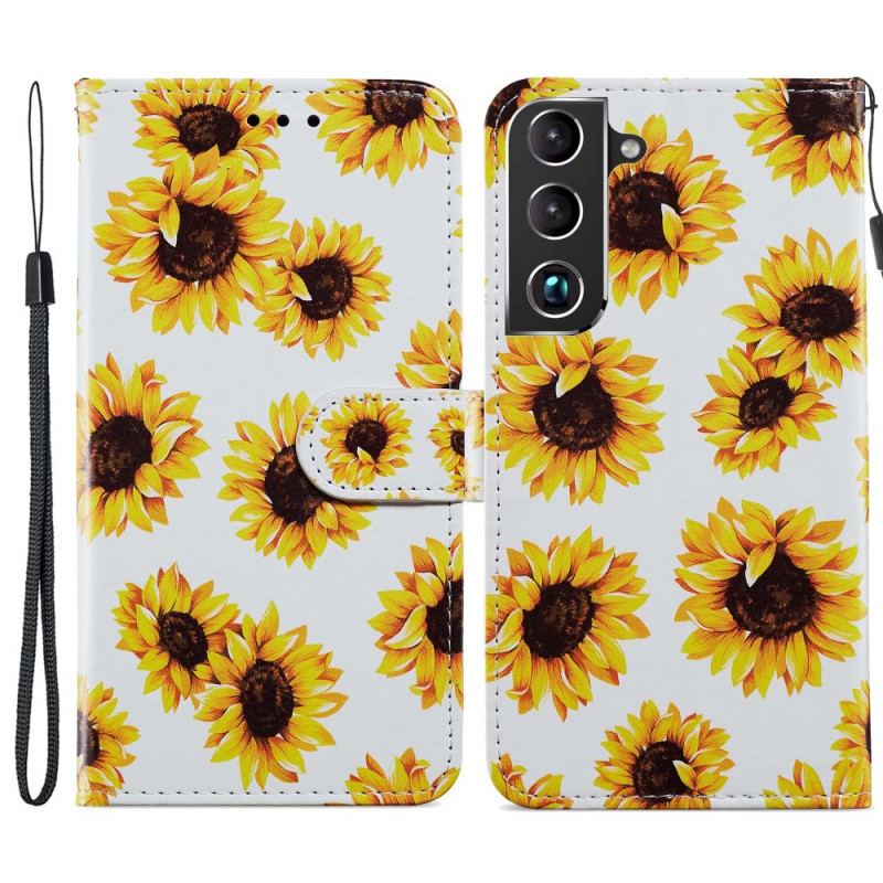 Capa Flip Para Samsung Galaxy S22 5G Girassóis