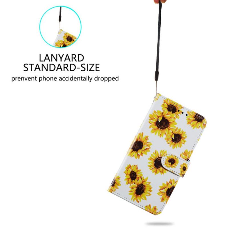 Capa Flip Para Samsung Galaxy S22 5G Girassóis