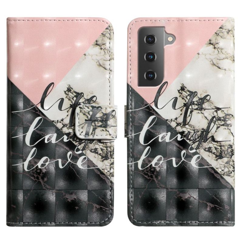 Capa Flip Para Samsung Galaxy S22 5G Vida Rir Amor