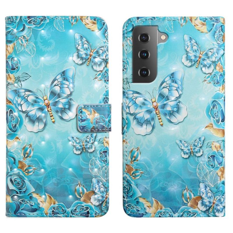 Capa Flip Para Samsung Galaxy S22 5G Vôo De Borboletas