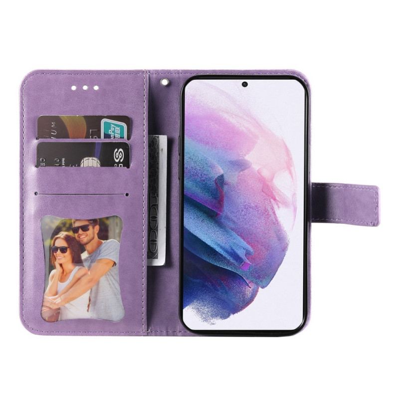 Capa Folio Para Samsung Galaxy S22 5G Flor Mandala