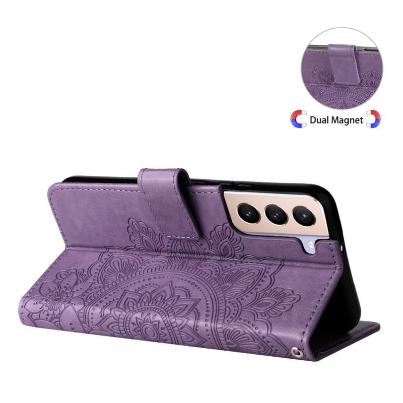 Capa Folio Para Samsung Galaxy S22 5G Flor Mandala