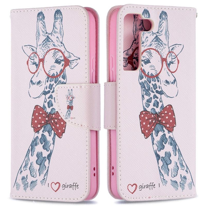 Capa Folio Para Samsung Galaxy S22 5G Girafa Inteligente
