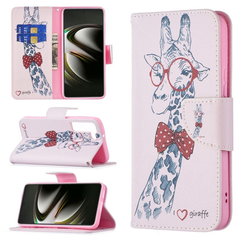 Capa Folio Para Samsung Galaxy S22 5G Girafa Inteligente