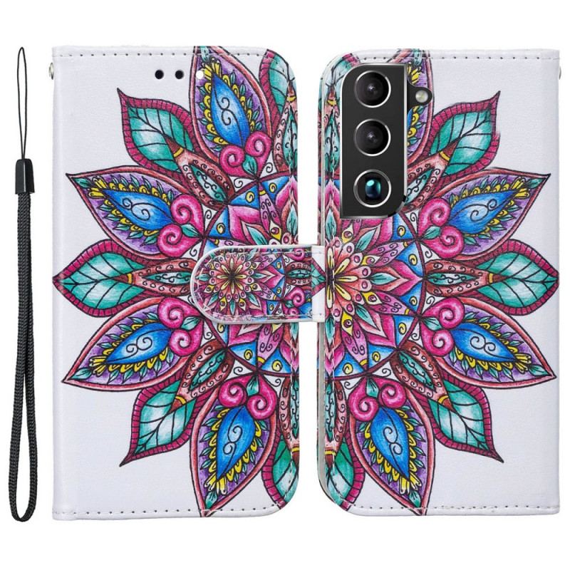 Capa Folio Para Samsung Galaxy S22 5G Mandala Desenhada