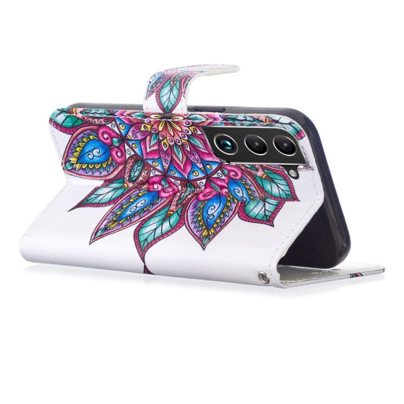 Capa Folio Para Samsung Galaxy S22 5G Mandala Desenhada