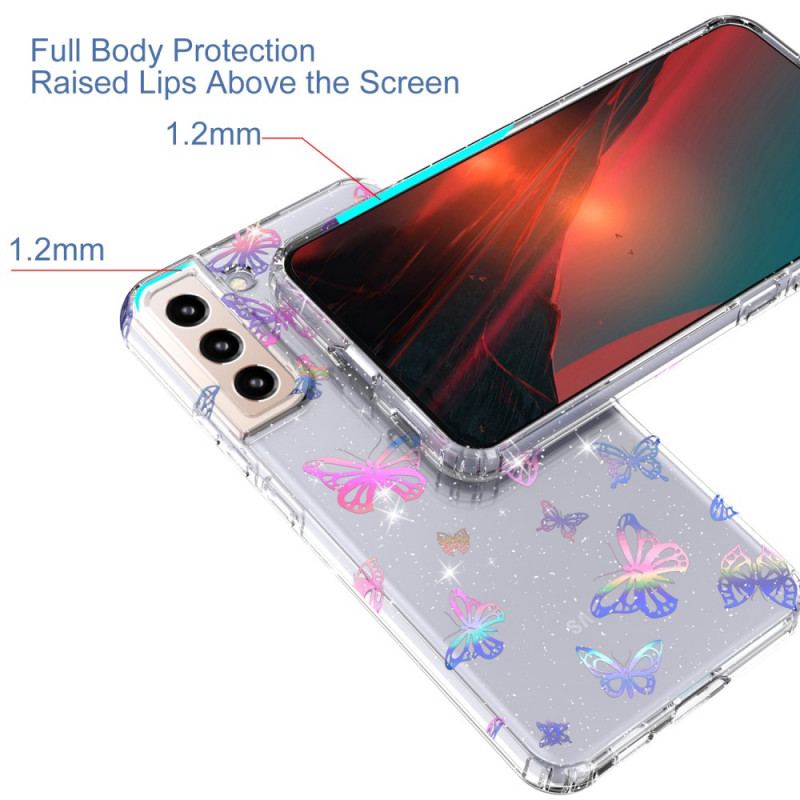 Capa Para Samsung Galaxy S22 5G Borboletas De Silicone Flexíveis