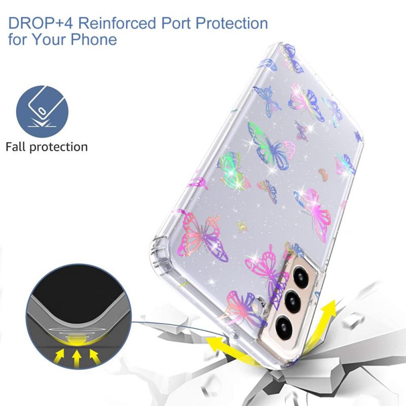 Capa Para Samsung Galaxy S22 5G Borboletas De Silicone Flexíveis